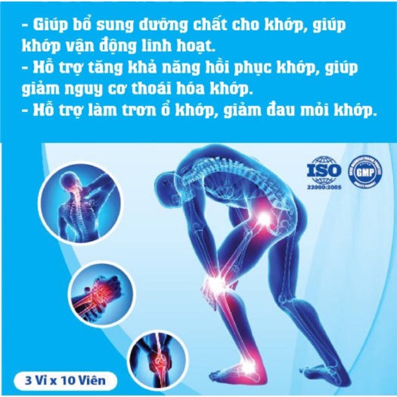 Viên XƯƠNG KHỚP DMT- Hỗ trợ tăng khả năng hồi phục khớp,mỏi khớp, đau khớp giúp, giảm nguy cơ thoái hóa khớp.Hộp 30 viên