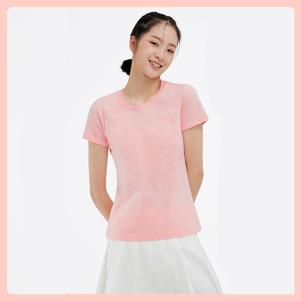 Áo Thun Camel 100% Cotton Tay Ngắn Màu Trơn Dành Cho Nữ