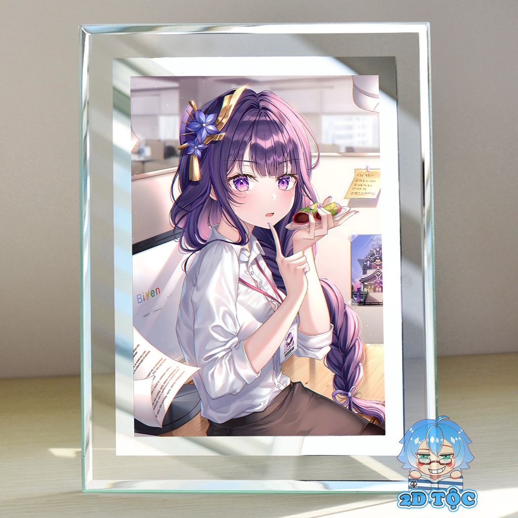 Khung ảnh kính để bàn Raiden Shogun (2) Game Genshin Impact  by 2D Tộc Shop