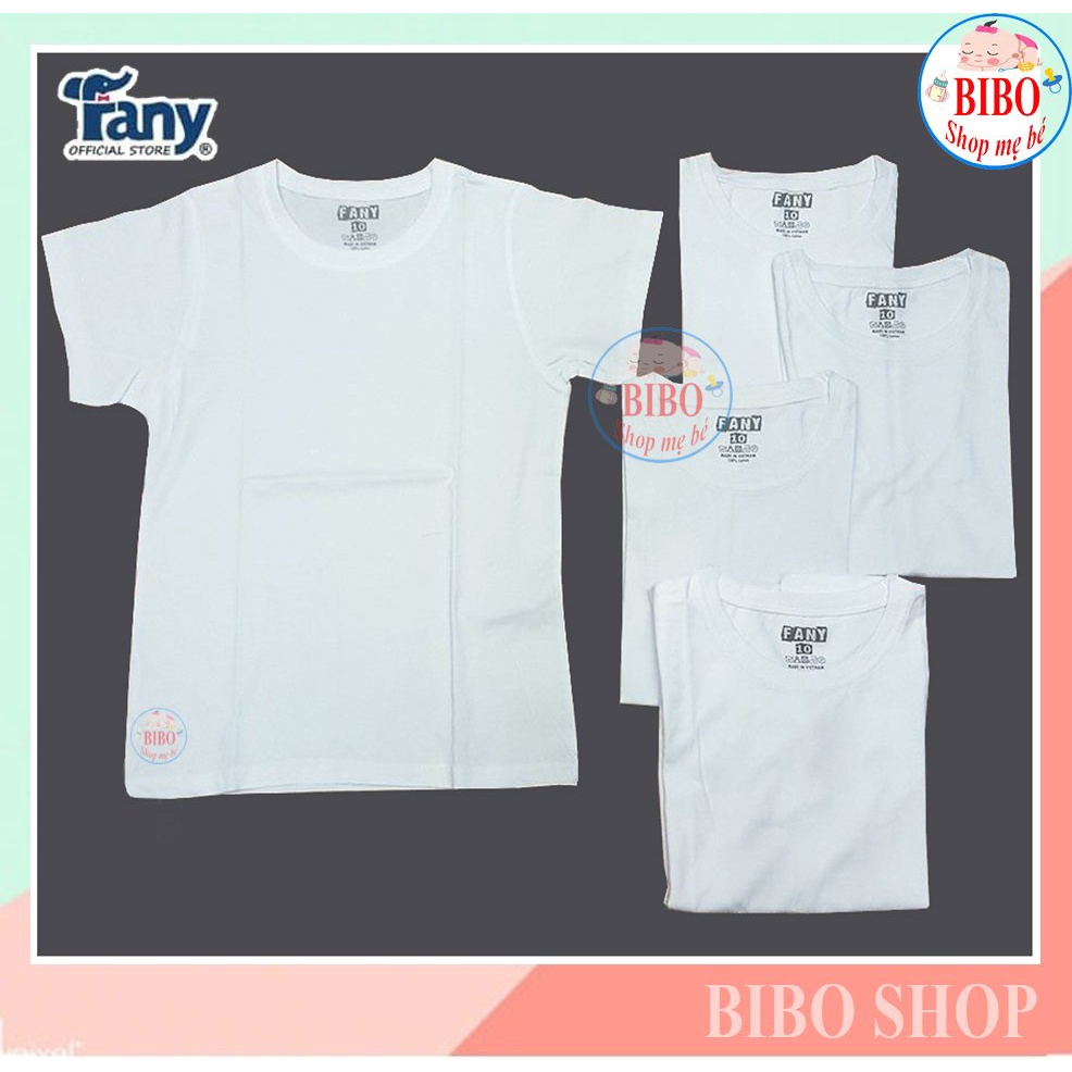 (Chất đẹp) COMBO 5 ÁO PHÔNG TAY NGẮN COTTON TRẮNG CHO BÉ MẶC NHÀ VẢI MÁT MỊN MỀM MẠI HIỆU FANY