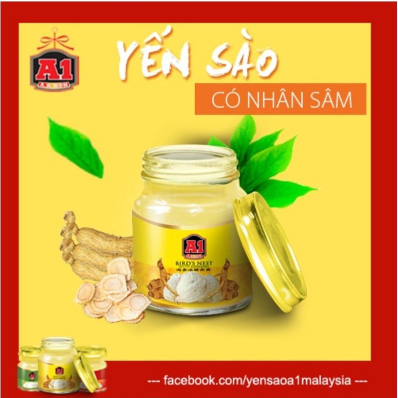 Yến sào nhân sâm A1-Malaysia bồi bổ sức khỏe bổ phổi tăng sức đề kháng cho cơ thể,hộp 6 hũ ×70ml | BigBuy360 - bigbuy360.vn