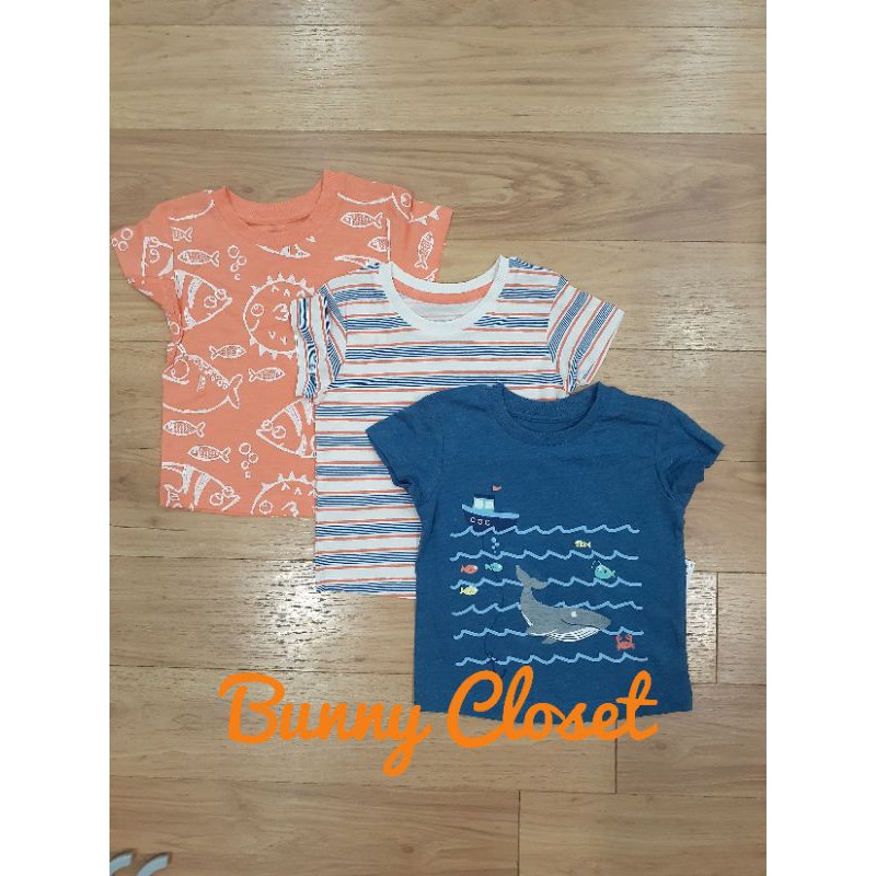 Set 3 áo cotton cộc tay Ocean cho bé trai M.atalan UK A.uth size 9/12m đến 4/5y