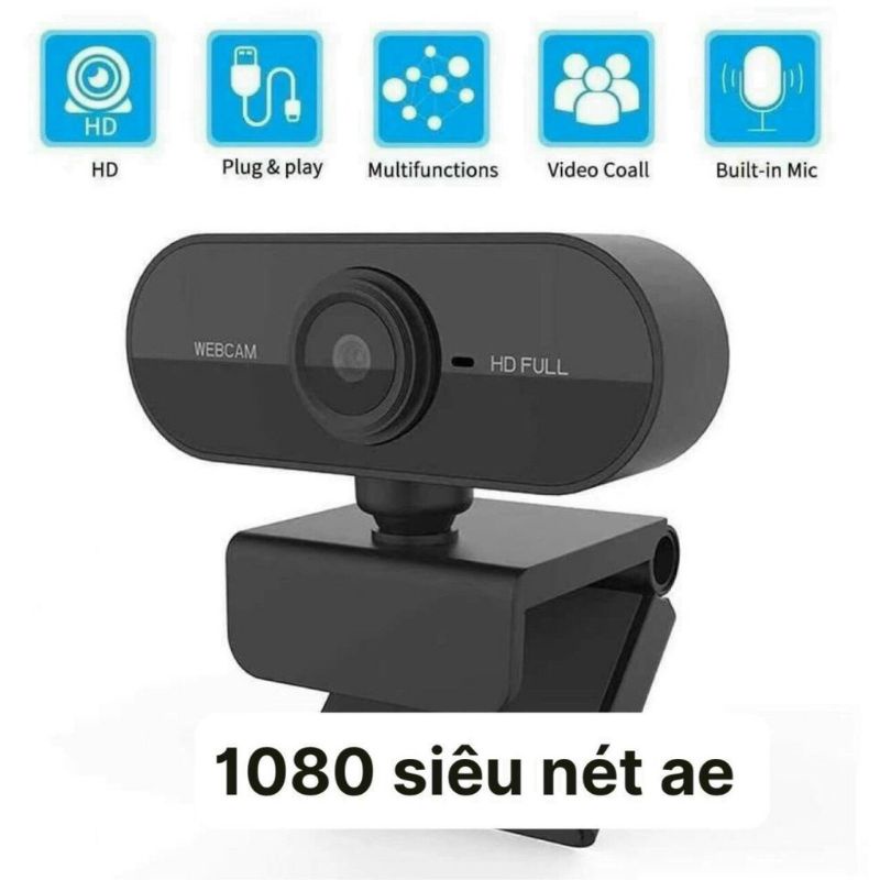 Webcam kẹp có mic FullHD 1080p sắc nét - Hỗ trợ học online, họp trực tuyến, video call...
