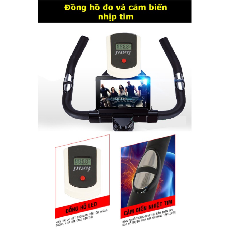 Xe đạp tập thể dục tập gym tập thể tao tại nhà Toshiko X9 tặng đồng hồ đo nhịp tim giá đỡ điện thoại bảo hành 3 NĂM