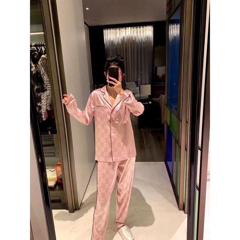 Bộ pijama lụa dài tay cao cấp Gucci GG