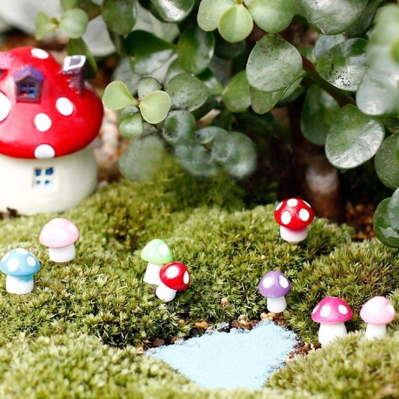 Set 10 mô hình cây nấm mini trang trí sân vườn