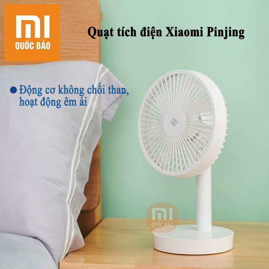 Quạt tích điện Để Bàn 7 Cánh Xiaomi Jipin, bốn cấp độ gió, dung lượng pin cao 4000 mAh