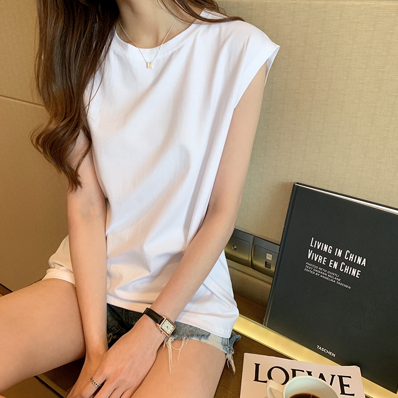 Áo Cotton Nữ Cao Cấp Trơn Cổ Tròn Không Tay Độn Vai Thời Trang Trẻ Trung Sugal TOP NU 033V3