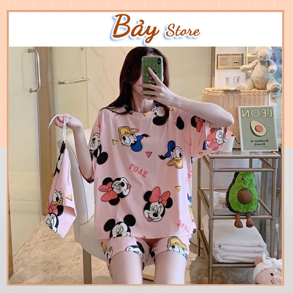Set Cộc Tay Icon Zoo Bảy Store Nữ 🌸 Bộ áo thun form rộng, quần short ngắn cute, sooc ngủ mặc ở nhà Ulzzang HOT 🌸