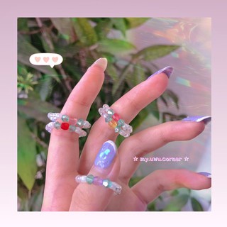 Nhẫn hạt cườm hoa cúc hoa tulip cầu vồng hot trend ulzzang korean style | Tulip’s Zen 💐