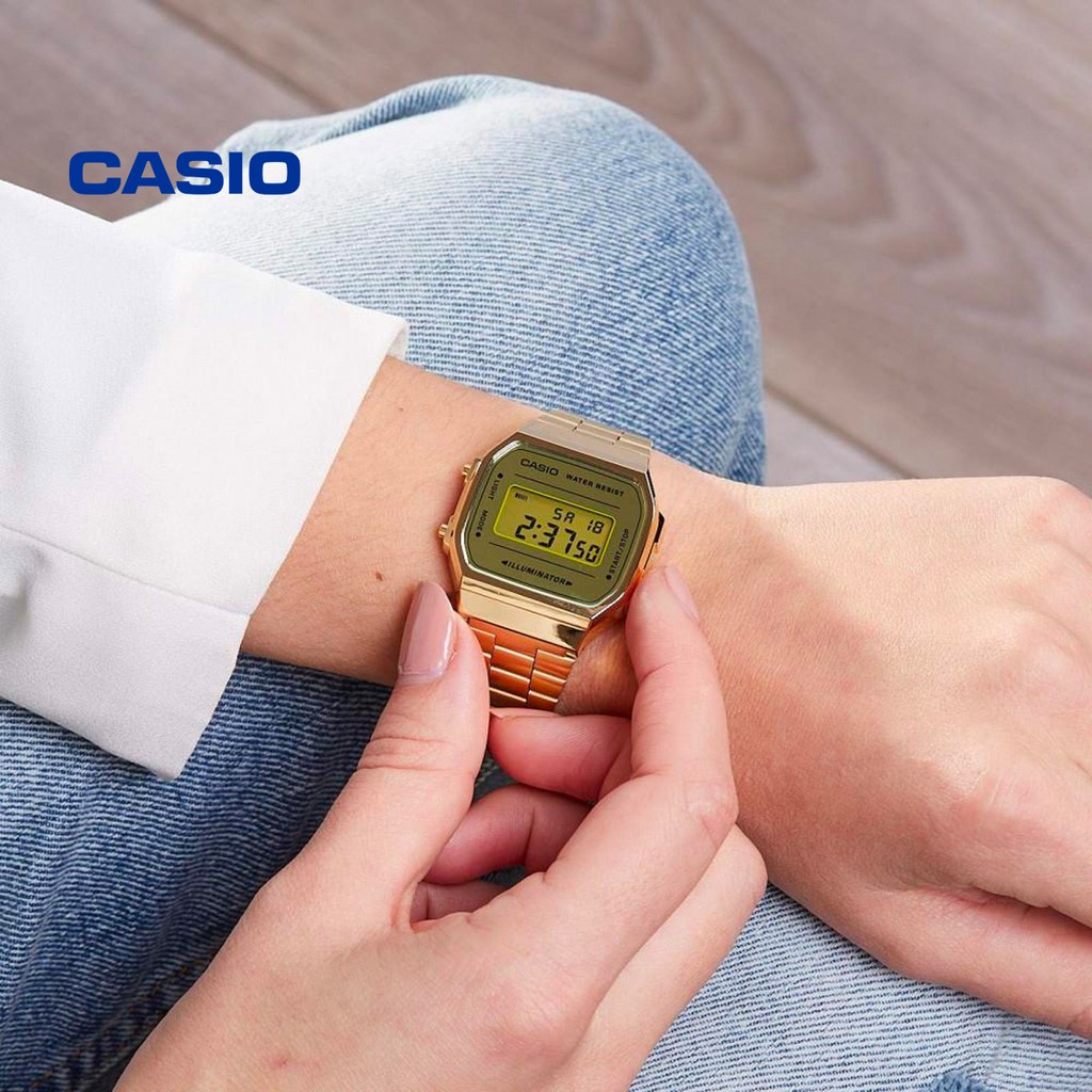 Đồng hồ nam nữ Casio A168WG-9WDF chính hãng - Bảo hành 1 năm, Thay pin miễn phí trọn