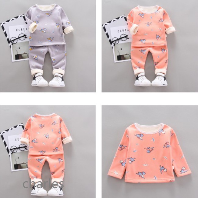 Set Đồ Bộ Dài Tay Vải Cotton Ấm Áp Cho Bé