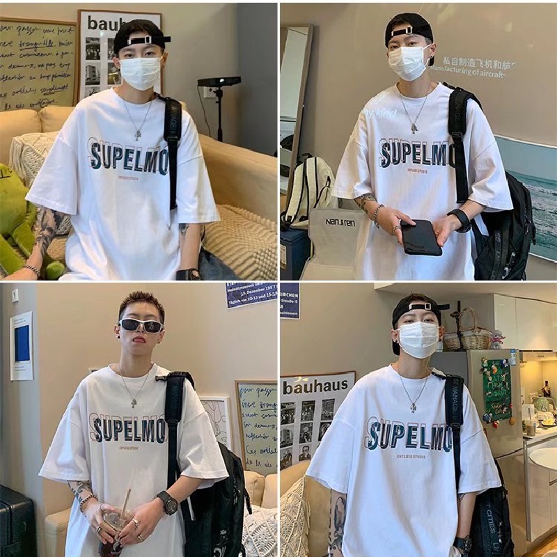 Áo Thun Tay Ngắn Dáng Rộng In Chữ Phong Cách Hàn Quốc Thời Trang Cho Nam Size M-5XL
