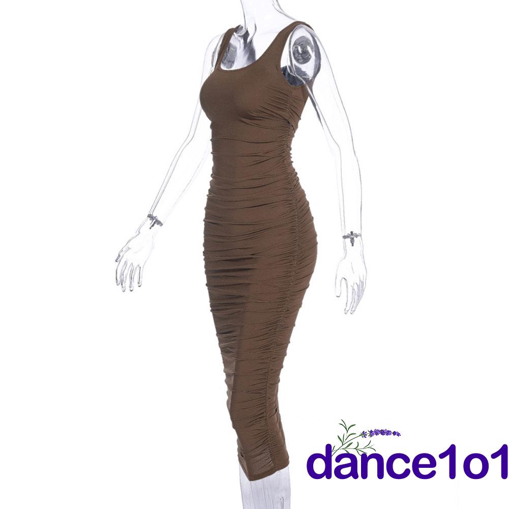 ✯☽Women Long Folds Sleeveless Solid Color Slim Fit Sexy Backless Evening Dress | BigBuy360 - bigbuy360.vn