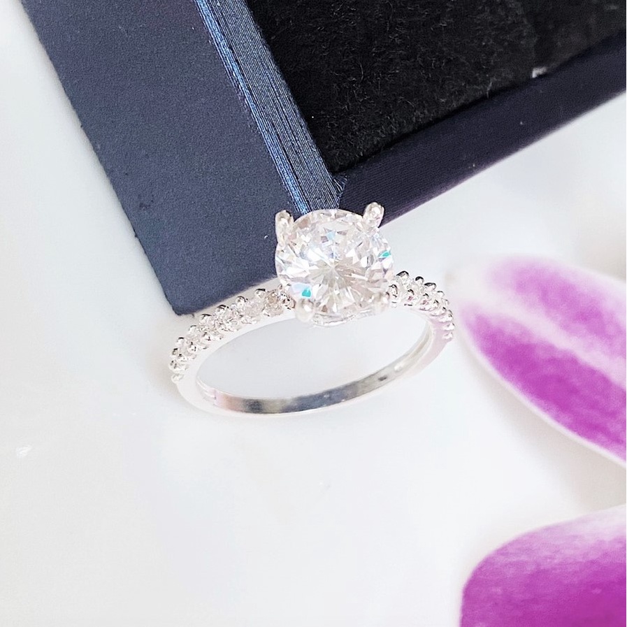 Nhẫn nữ bạc ta đính đá Evasilver, chất liệu bạc thật cao cấp, sáng bóng không rỉ