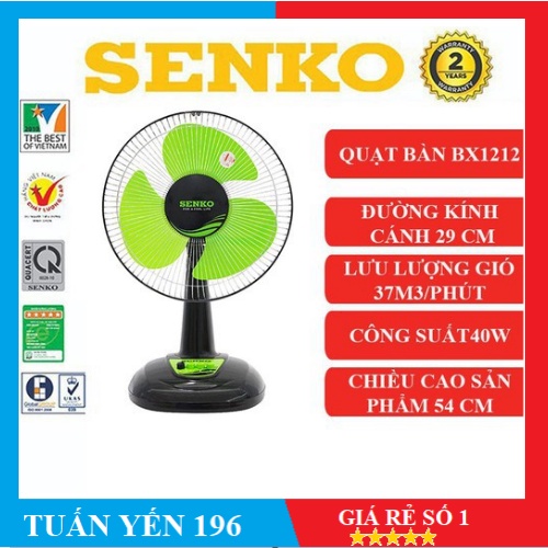 Quạt Bàn Senko Cao Cấp B1212 (Màu ngẫu nhiên)