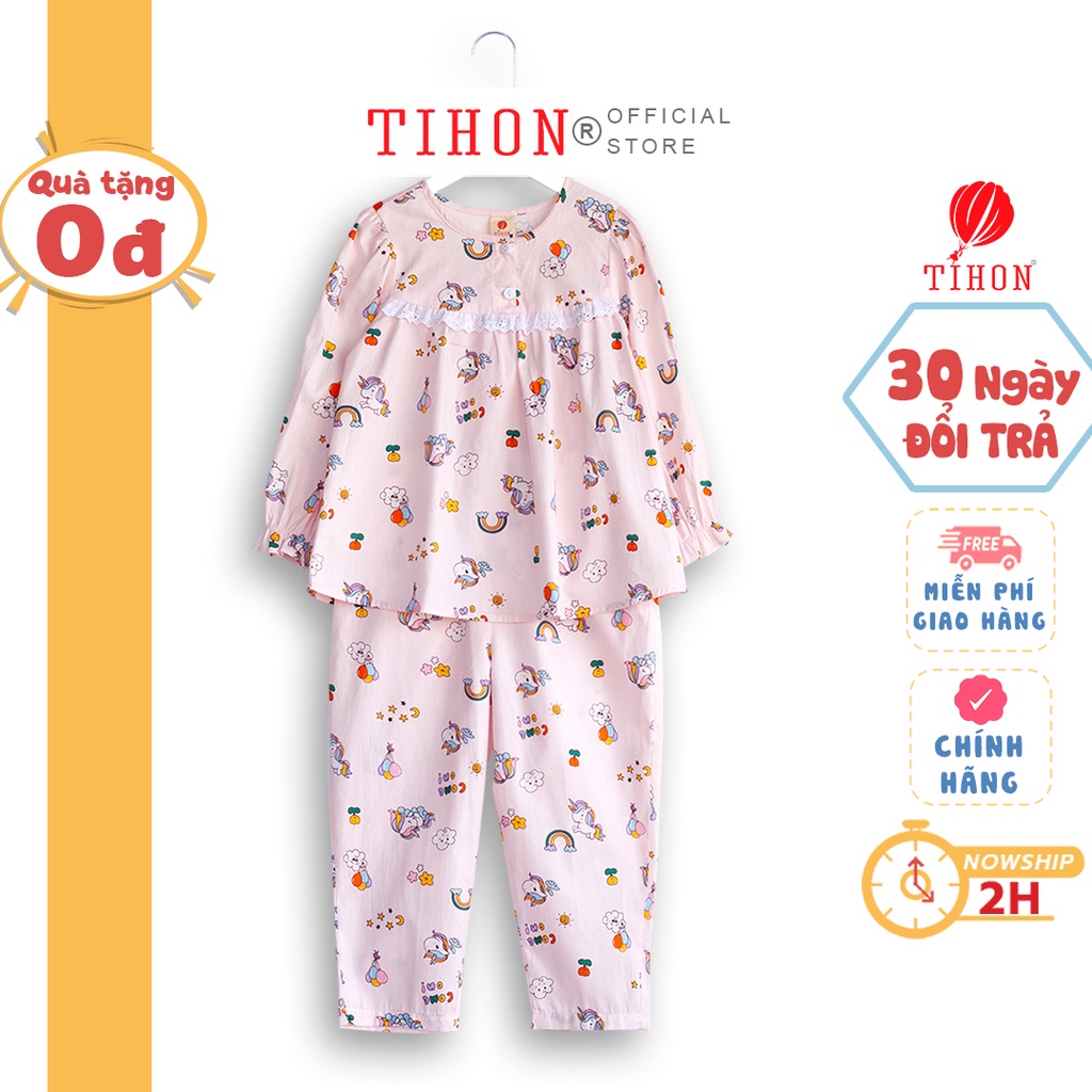 Bộ pijama bé gái TIHON chất liệu thô nhập khẩu cao cấp SET0750270