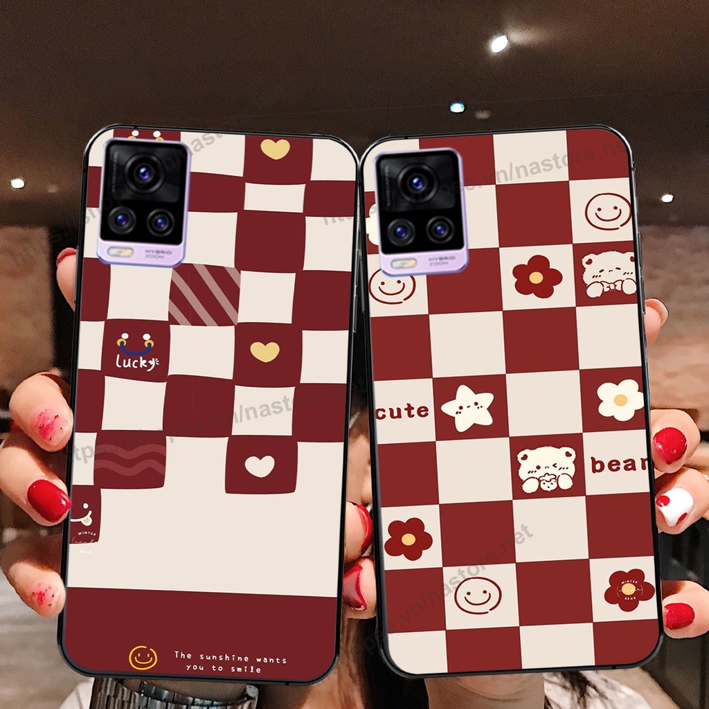 Ốp lưng Vivo V20 trái tim hình gấu cute cá tính, giá rẻ, cực bền