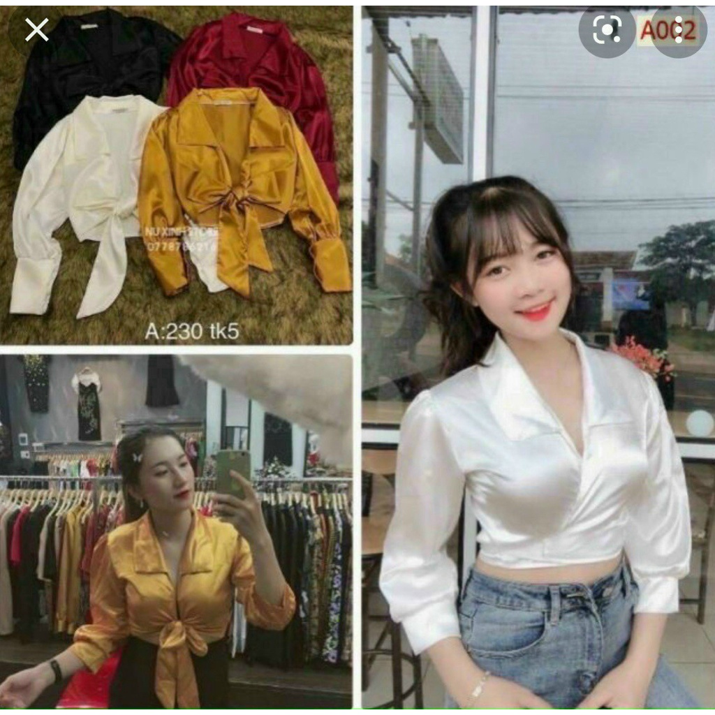 ☘ KÈM CLIP THẬT ❌❌Áo phi lụa lệch vai một tay nơ eo xinh