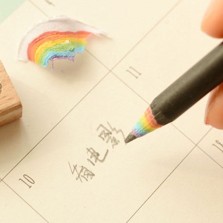 Bút Chì Giấy 2B Màu Cầu Vồng Sáng Tạo Cho Học Sinh