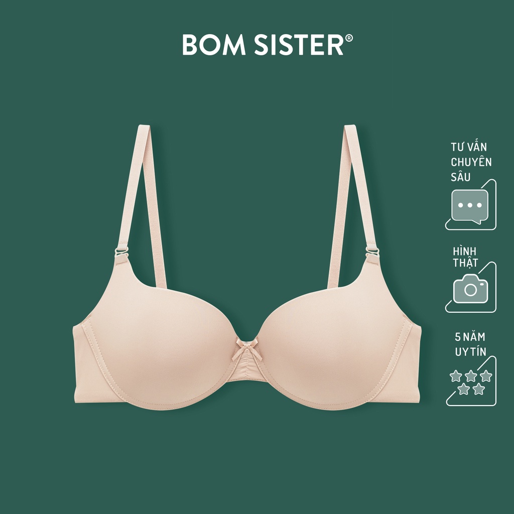 Áo lót mút mỏng thun lạnh không gọng màu trơn đính nơ BOM SISTER MU1007