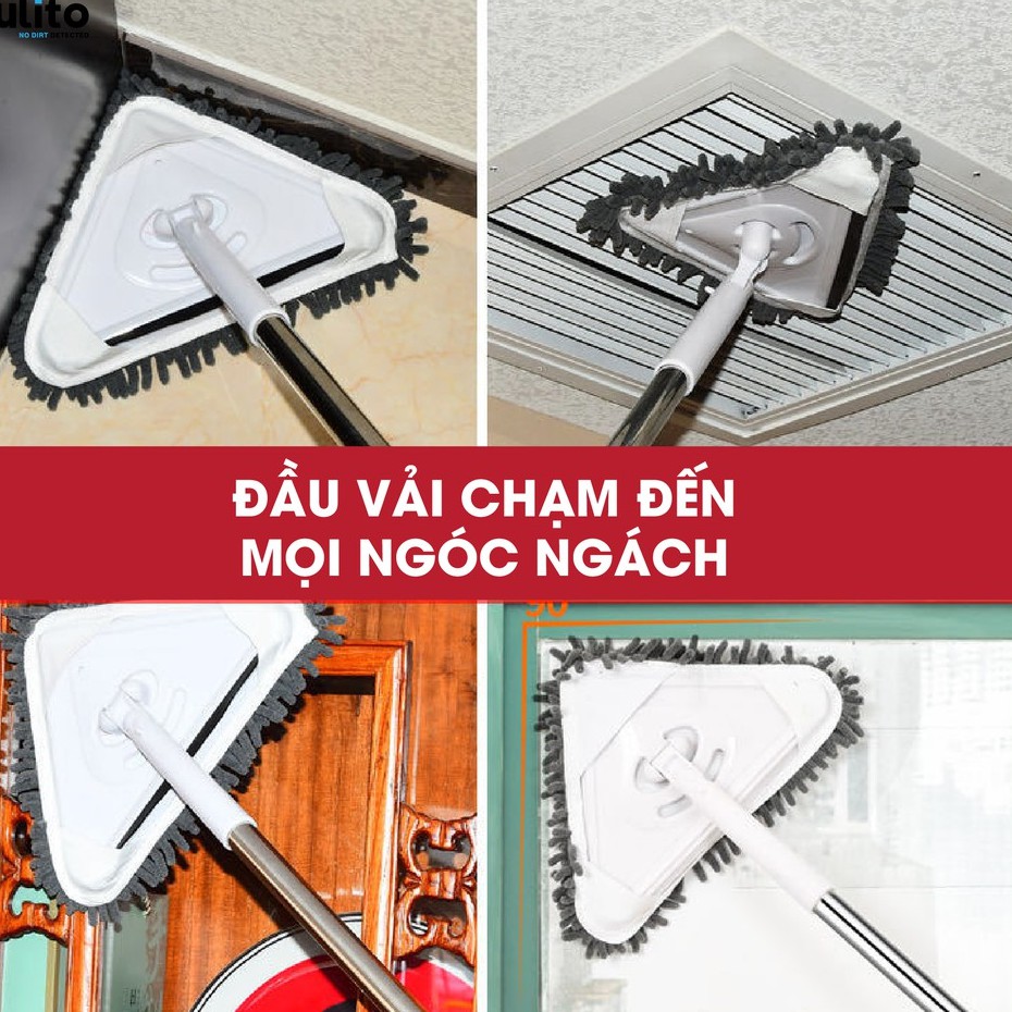 Chổi lau đa năng cây lau kính,lau trần nhà,lau tường,rửa otô hình tam giác cây lau có cán dài 2M CLN-CTG