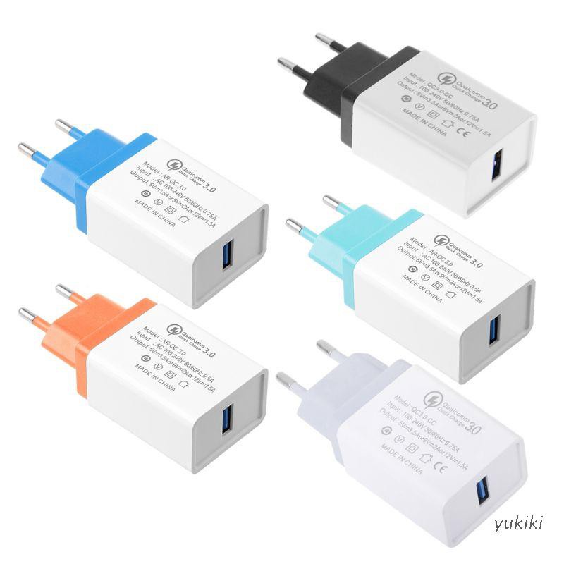 Kiki. EU Plug Quick Charge QC 3.0 USB Fast Charger Adapter For iphoneX 8 ipad Xiaomi