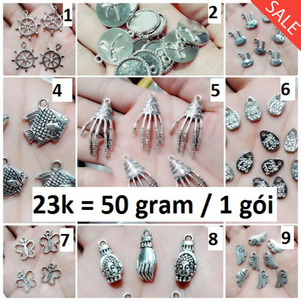 Charm phụ kiện bạc cổ 50gram = 23k / 1 gói [ Chuyên cung cấp phụ kiện handmade ] [ khách hàng chọn mẫu theo mã số ]