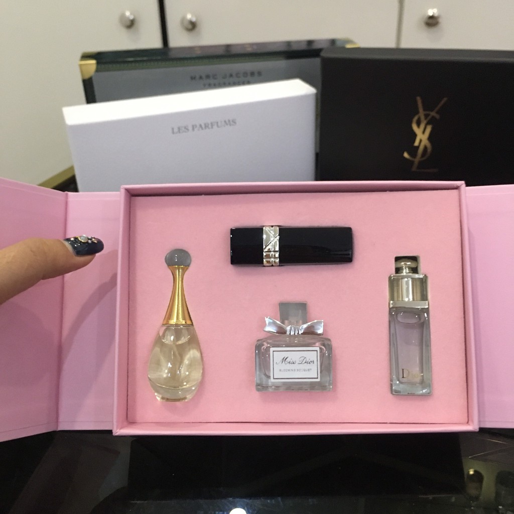 ❤️Bộ nước hoa mini❤️  nước hoa kèm son dior perfume lipstick set. bộ Môi Kèm Hộp Đựng Màu Hồng Xinh Xắn 999 | BigBuy360 - bigbuy360.vn