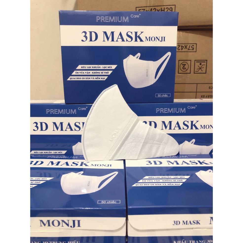 (Siêu rẻ, sale sốc) Khẩu Trang 3D MASK Monji hộp 50 cái lọc bụi kháng khuẩn