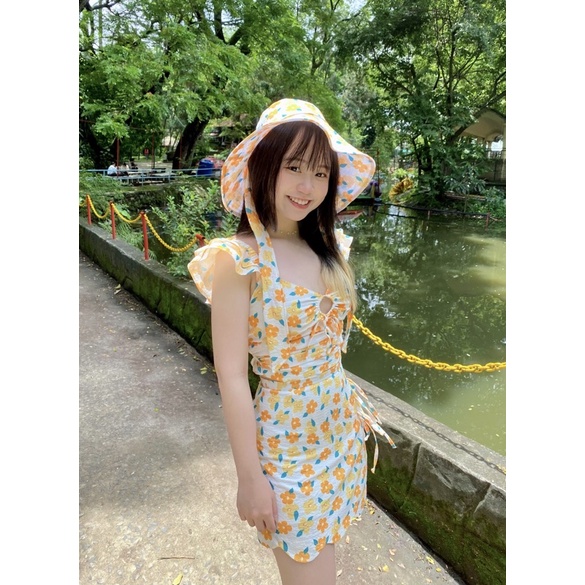 REMOLACHA | Meiji Set | Set váy áo nón hoa vàng