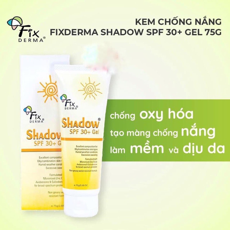 ✅(Chính Hãng) Kem chống nắng Fixderma Shadow SPF 50+  Cream, SPF 30+ Gel