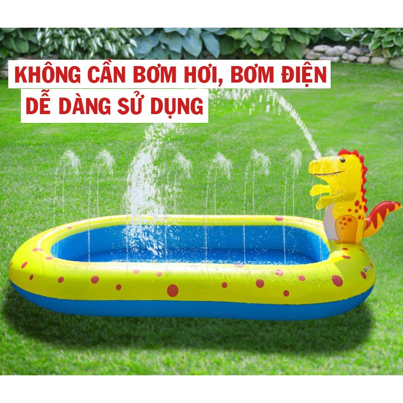 [HÀNG LOẠI 1] Bể Bơi Phao Cho Bé 1m7 Một Tầng Phun Nước [Tặng bơm hơi] - Bể Bơi Phun Nước Khủng Long Ngoài Trời