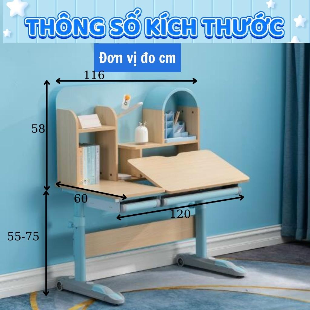 Bàn học thông minh, chống gù chống cận cho bé từ 3 đến 18 tuổi DOLPHIN- 05 kt: 120*60 cm