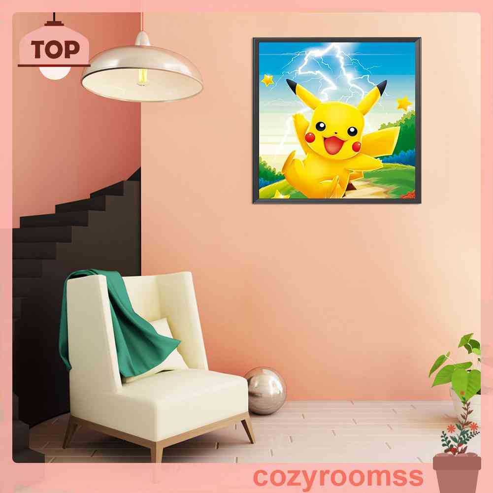 Tranh Đính Đá Kim Cương Toàn Bộ 5D DIY Hình Pikachu