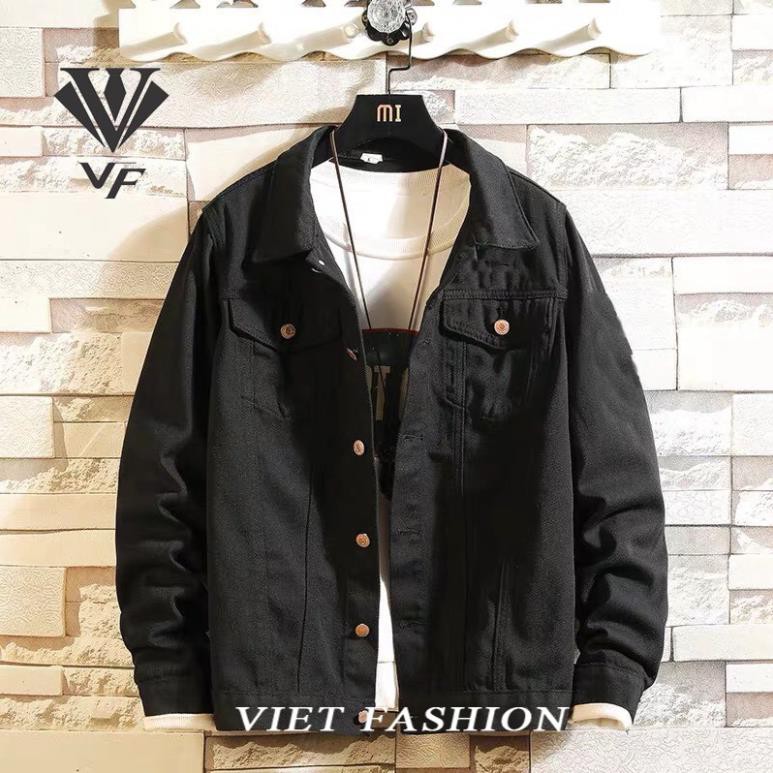 ÁO KHOÁC JEAN NAM CAO CẤP ĐEN THỜI TRANG CHẤT LIÊU ĐẸP VIET FASHION - ÁO THUN TRƠN BASIC ❕ 👈 *