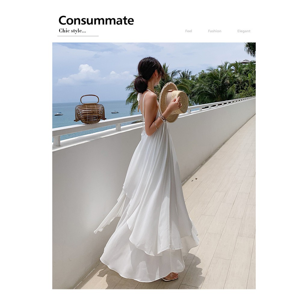 (CÓ SẴN- HÀNG QC)ĐẦM MAXI VÁY MAXI TRẮNG HỞ LƯNG QUẢNG CHÂU SEXY