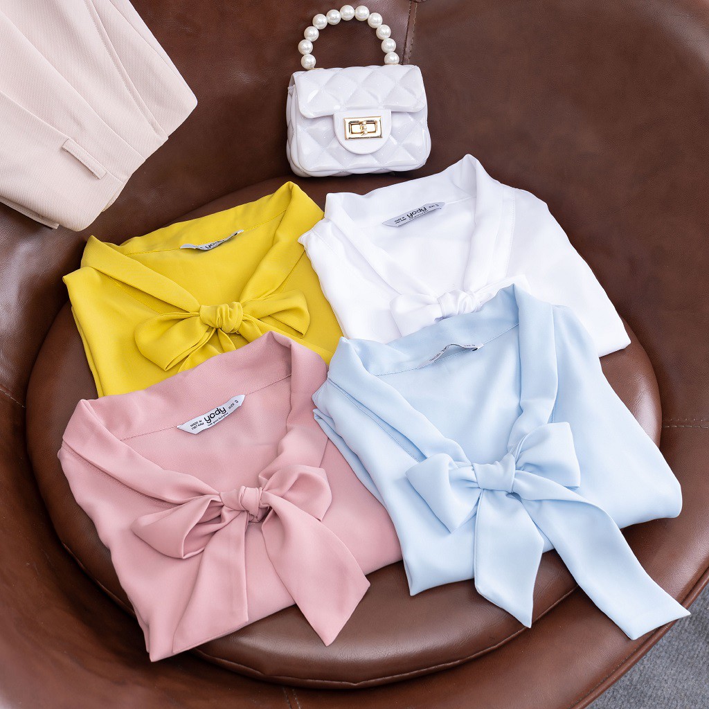 Áo sơ mi YODY Nữ suông vai chờm cổ nơ trẻ trung cá tính SCN4124 | BigBuy360 - bigbuy360.vn