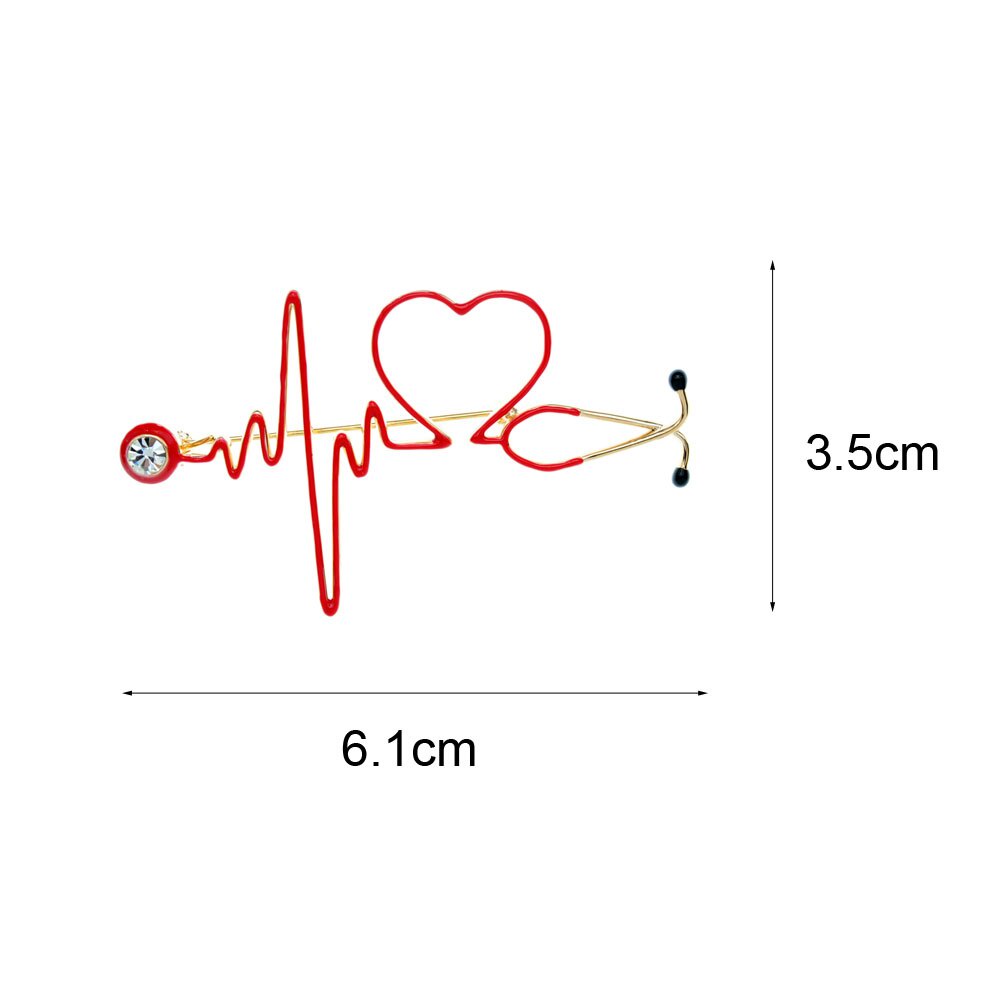Ghim Cài Áo Hình Nhịp Tim Bằng Đồng Tráng Men BR10-0072