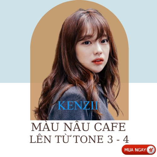 Thuốc Nhuộm Tóc Màu Nâu Cafe  Tặng Trợ Nhuộm  Kenzii Lên Tone 3 - 4  ( Thuốc Nhuộm Tóc Nâu)