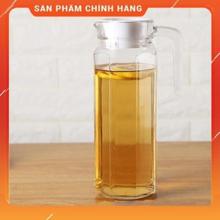 CHÍNH HÃNG - Bình đựng nước thủy tinh lục lăng trắng 1000ml,bình thủy tinh đựng nước cao cấp