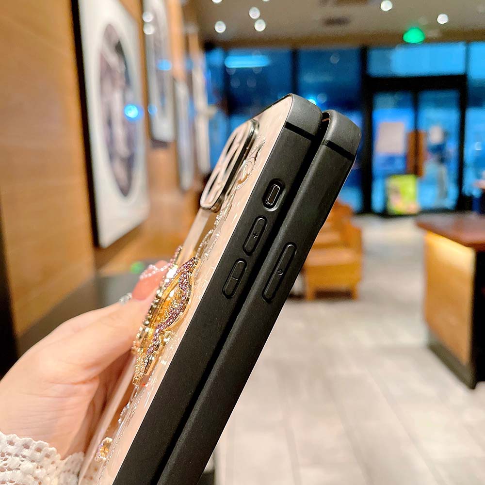 Ốp Điện Thoại Trong Suốt Chống Rơi Có Giá Đỡ Hình Bướm Cho Iphone 14 Pro Max 11 Pro Max 12 XS Max 7 Plus