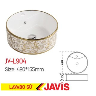 Lavabo sứ JAVIS JV-L904, công nghệ men Nano, chống bám bẩn và diệt khuẩn, siêu bền