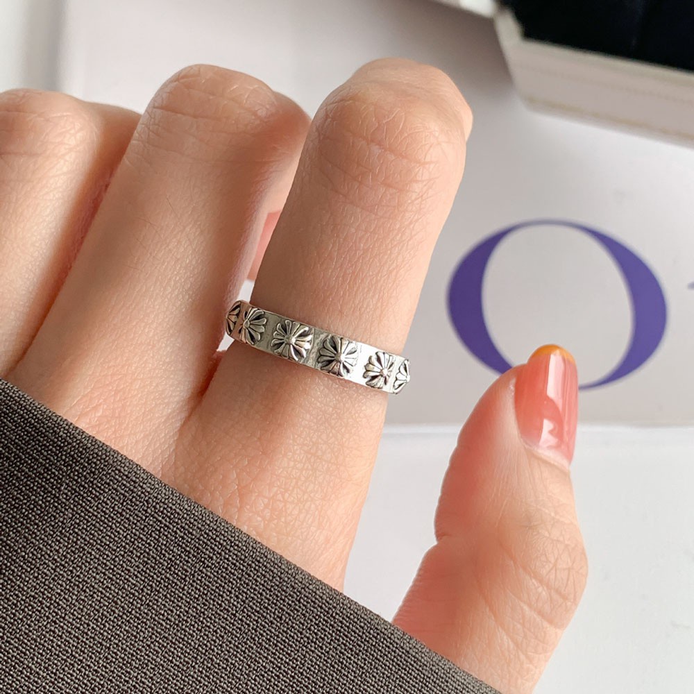 Nhẫn Hở Hình Hoa Cúc Phong Cách Rome Cổ Điển Thời Trang Có Thể Điều Chỉnh Cho Nam