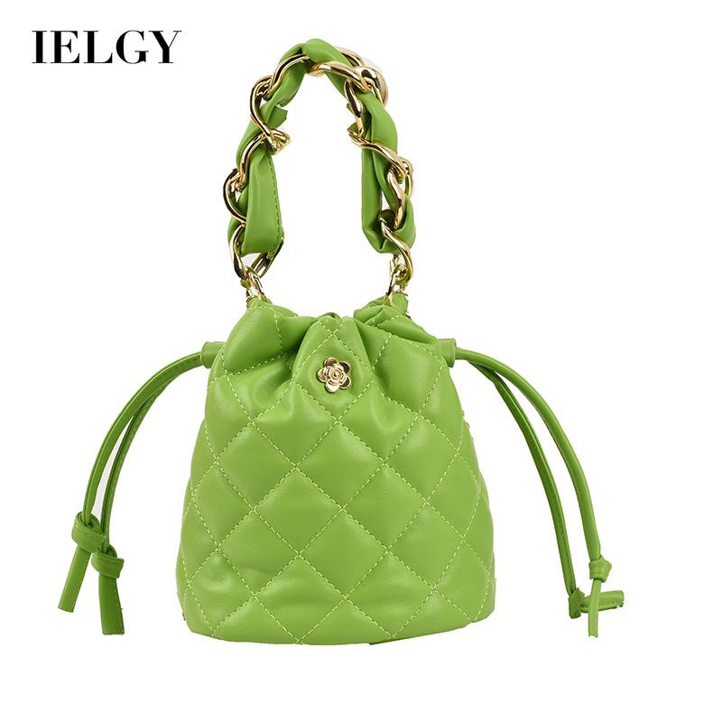 Túi IELGY họa tiết hình thoi nhỏ gọn phối dây xích thời trang cao cấp dành cho nữ