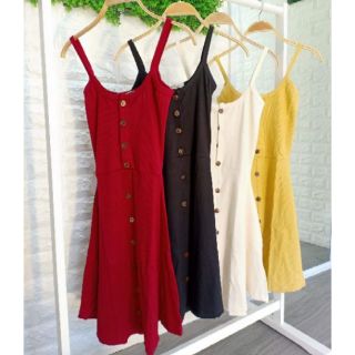 Lh10 - đầm 2 dây xòe kết nút gỗ