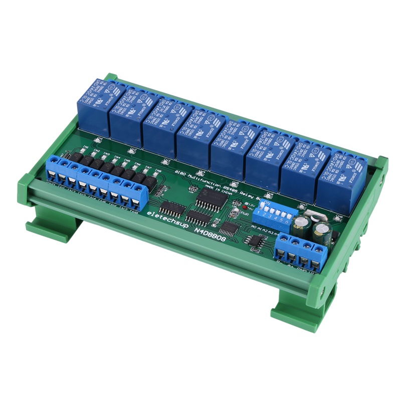 Bo Mạch Rơ Le DC 24V 8 Ch RS485 Điều Khiển Từ Xa DIN35
