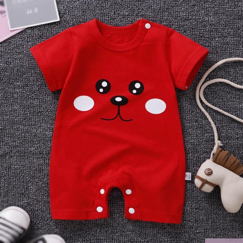 Bộ áo liền quần tay ngắn in hoạt hình dễ thương cho trẻ sơ sinh