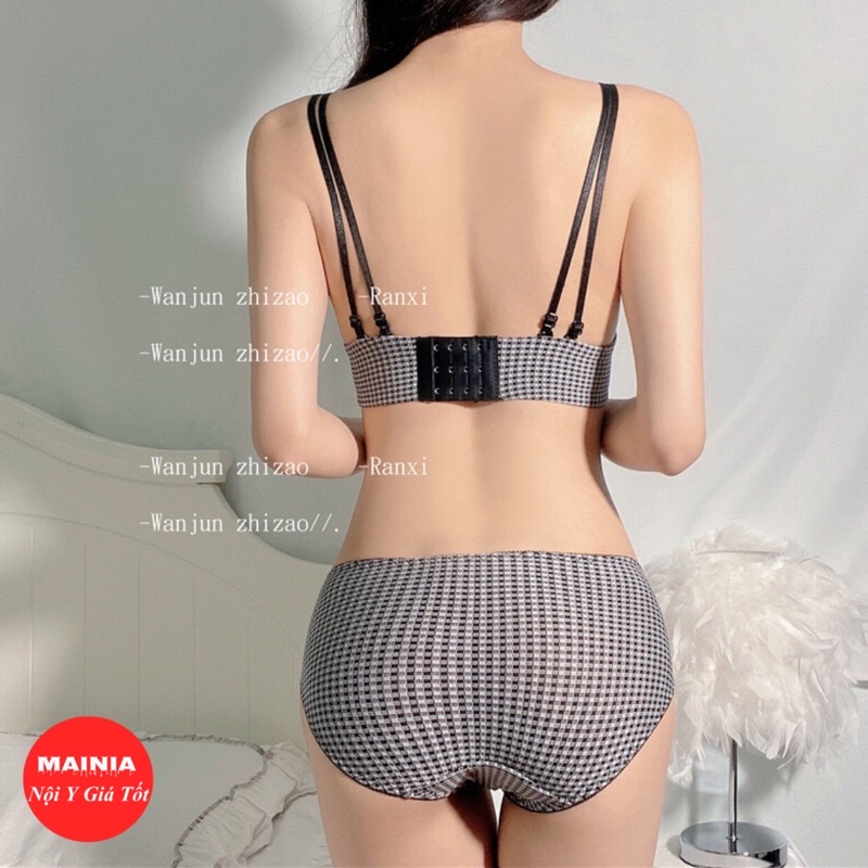 Áo Lót Nhún Nơ Hoạ Tiết Kẻ Caro Không Gọng Nâng Ngực Áo Ngực Nữ Teen Dễ Thương Thanh Lịch Cao Cấp Mainia Shop