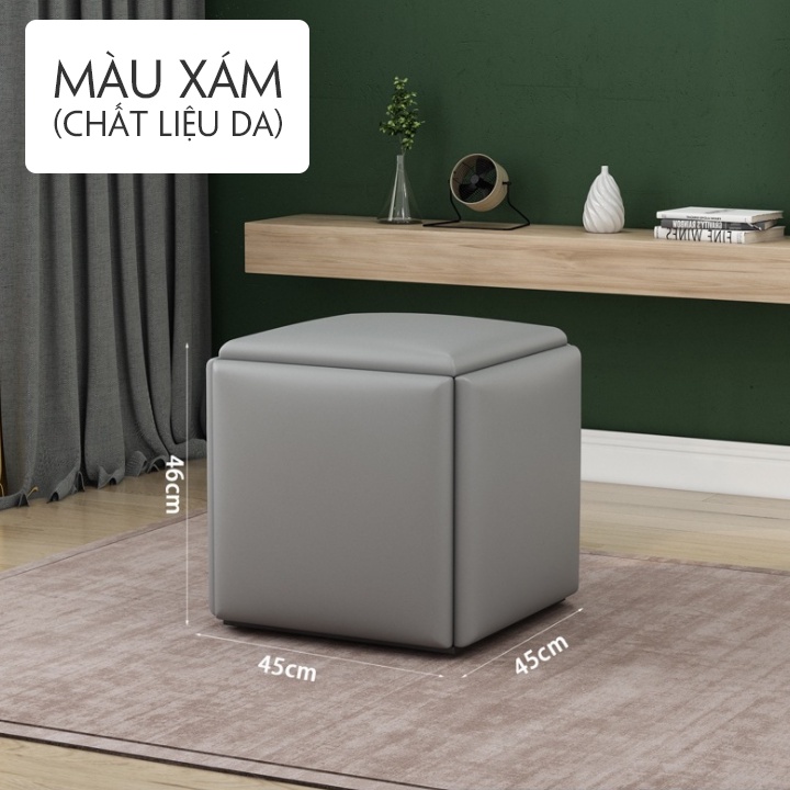 Ghế Đôn Rubik Đa Năng - Ghế Gấp Gọn Hình Vuông Đa Năng 5 In Trong 1 - Bảo Hành 12 Tháng